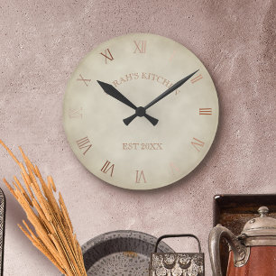 Personalisierte Küche im antiken Landhausstil Runde Wanduhr
