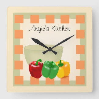 Personalisierte Küchen-Rezept-Uhr - Veggies Quadratische Wanduhr