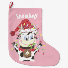 Personalisierte Kuh Rosa Weihnachtszeit Strumpf Großer Weihnachtsstrumpf