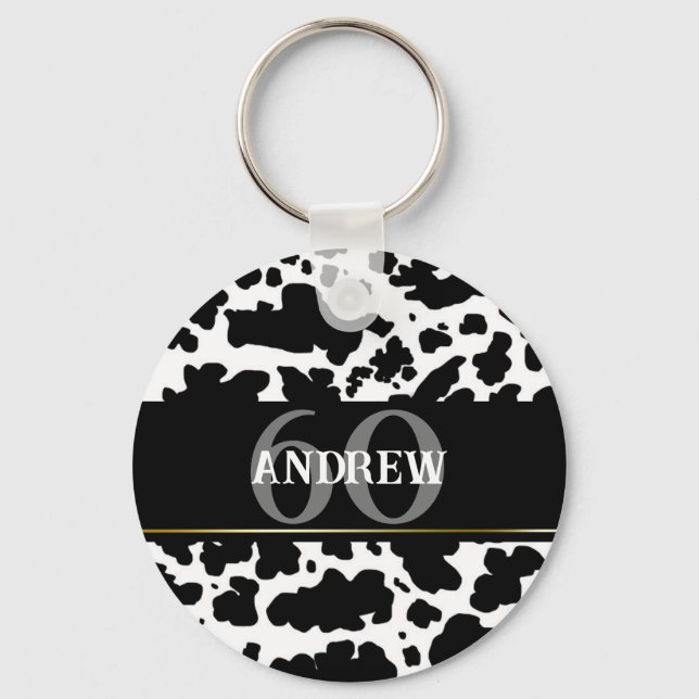 Personalisierte Kuh Spots Print Bauer Cowboy Schlüsselanhänger (Vorderseite)