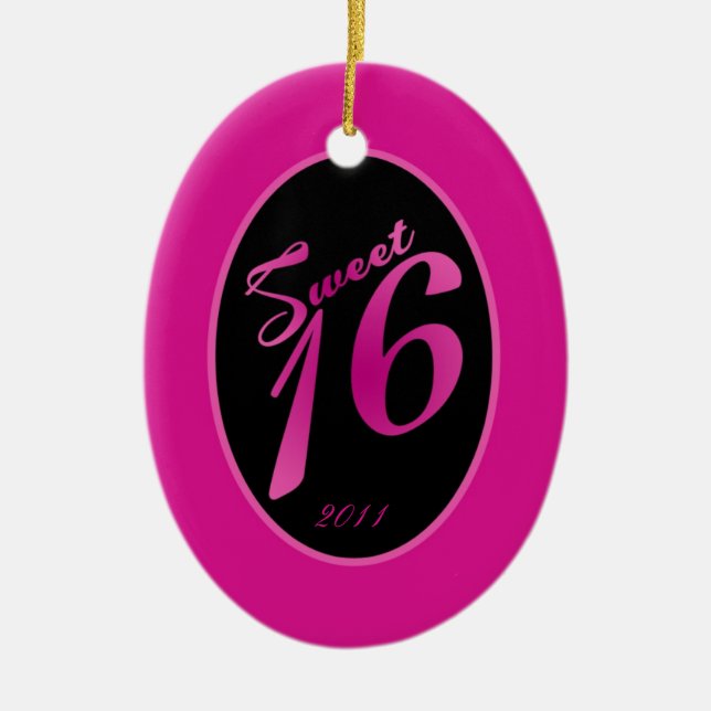 Personalisierte kundenspezifische heißes Rosa Bla Keramik Ornament (Vorne)