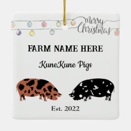 Personalisierte KuneKune Pig Farm Weißes Weihnacht Keramikornament