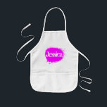 Personalisierte Kunst- und Handwerks-Schürze für Kinderschürze<br><div class="desc">Personalisierte Kunst- und Handwerks-Schürze für Kinder. Niedlicher Farben-Spritzerentwurf mit individuellem Namen des Kindes. Geburtstag-Partybevorzugung. Kundengerechtes Farbie-Neonrosa.</div>