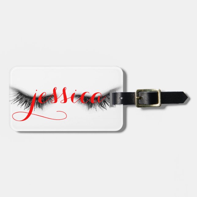 Personalisierte künstlerische Eyelashes Gepäckanhänger (Vorderseite horizontal)