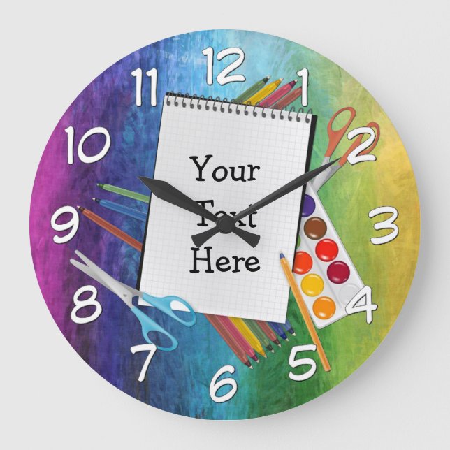 Personalisierte Künstlerische Rainbow-Uhr Große Wanduhr (Vorderseite)