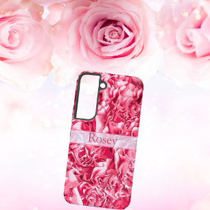 Personalisierte künstlerische rosa Rosenname Samsung Galaxy Hülle