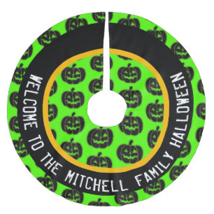Personalisierte Kürbisse Halloween Baumskleid Polyester Weihnachtsbaumdecke