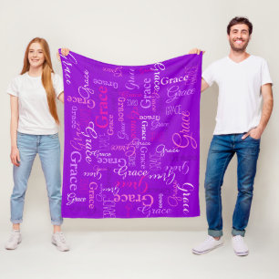 Personalisierte kurze lila rosa Namensdecke der Fleecedecke