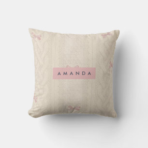 Personalisierte kuschelige Strickware mit rosa Ban Kissen