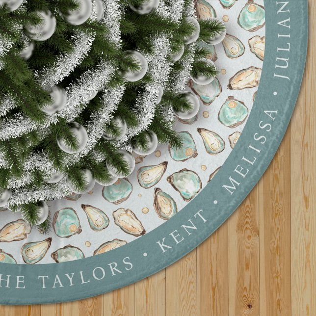 Personalisierte Küsten-Austernschale Polyester Weihnachtsbaumdecke (Von Creator hochgeladen)