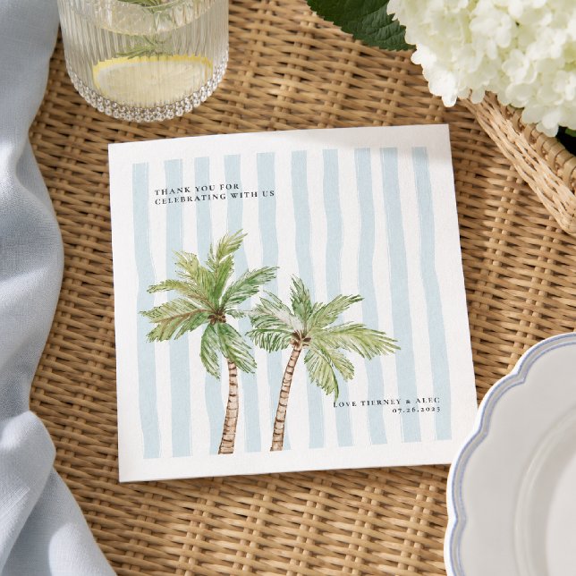 Personalisierte Küstenhochzeit mit Palme Serviette (Von Creator hochgeladen)