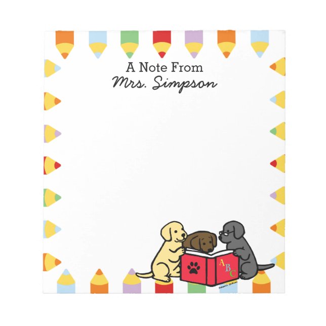 Personalisierte Labradorpuppen lesen Notepad Notizblock (Vorderseite)