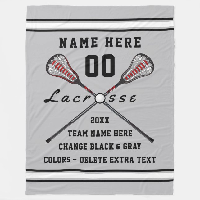 Personalisierte Lacrosse-Decke Ihr TEXT und FARBEN Fleecedecke (Vorderseite)