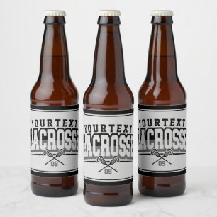 Personalisierte Lacrosse Player ADD-Teamnummer Bierflaschenetikett