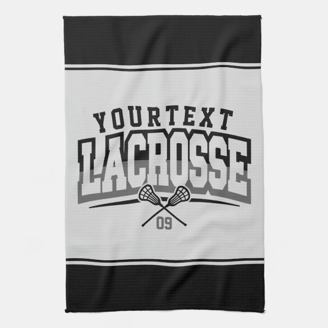 Personalisierte Lacrosse Player ADD-Teamnummer Geschirrtuch (Vertikal)