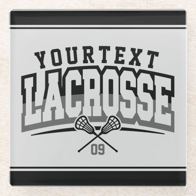 Personalisierte Lacrosse Player ADD-Teamnummer Glasuntersetzer (Vorderseite)