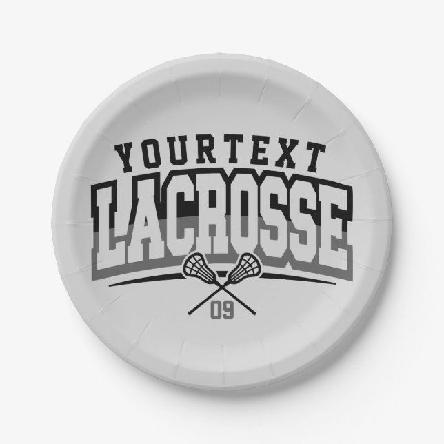 Personalisierte Lacrosse Player ADD-Teamnummer Pappteller (Vorderseite)