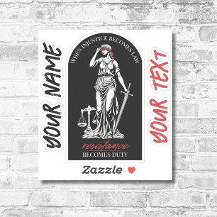 Personalisierte Lady Justice Aufkleber
