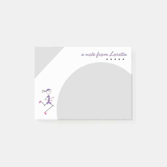 Personalisierte Lady Running Post-it Klebezettel (Vorderseite)