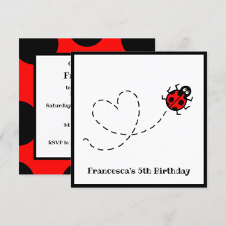 Personalisierte Ladybird Herzmuster Einladung