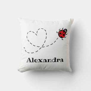 Personalisierte Ladybird Herzmuster Kissen