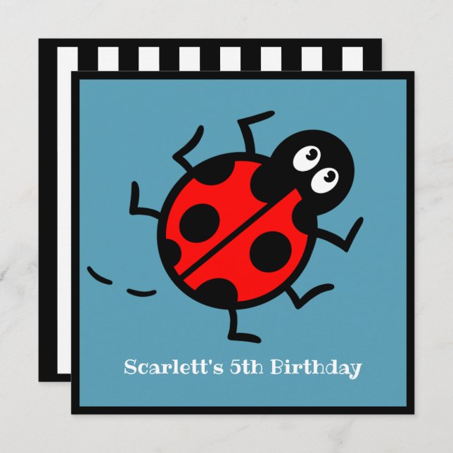 Personalisierte Ladybird-Muster Einladung (Vorne/Hinten)