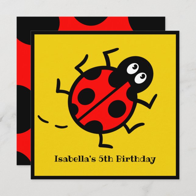 Personalisierte Ladybird-Muster Einladung (Vorne/Hinten)