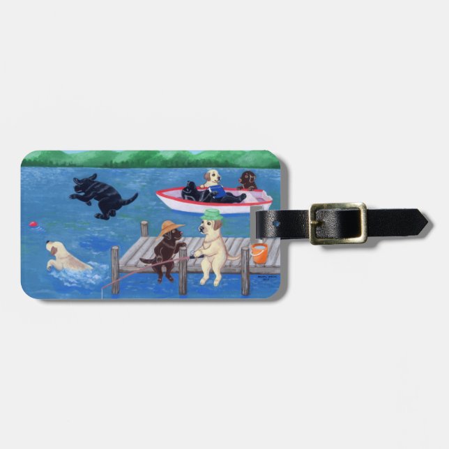 Personalisierte Lago Fun Labradors Malerei Gepäckanhänger (Vorderseite horizontal)