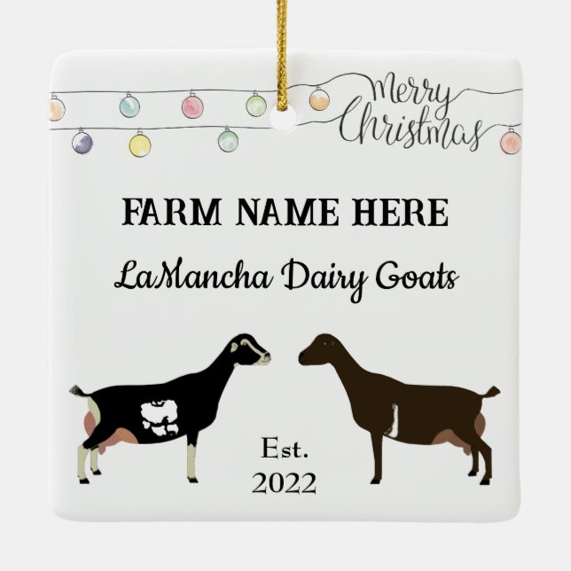 Personalisierte LaMancha Milchziege Weihnachten Keramikornament (Rückseite)
