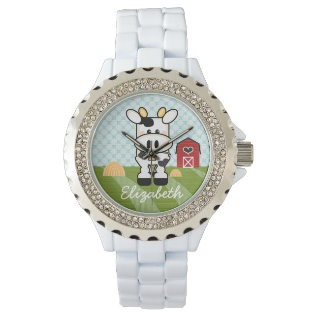 Personalisierte landwirtschaftliche Kuh Armbanduhr (Vorderseite)