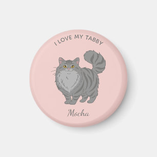 Personalisierte Langhaar-Graue-Tabby-Katzenmutter Magnet