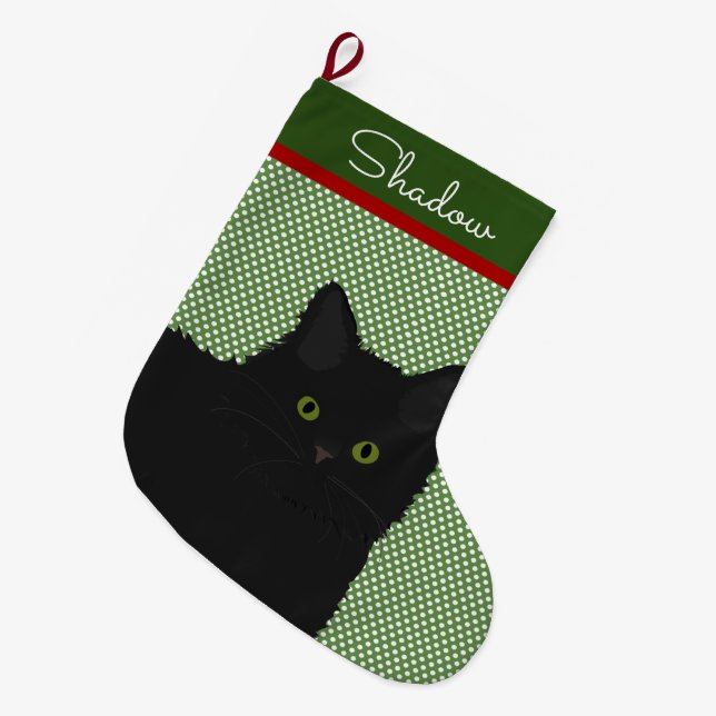 Personalisierte Langhaarkatze Großer Weihnachtsstrumpf (Vorderansicht (hängend))