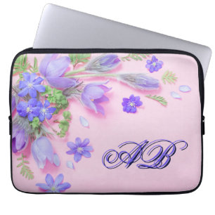 Personalisierte Laptop-Hülle mit floralem Monogram Laptopschutzhülle
