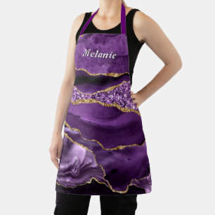 Personalisierte Latzhose mit Namen Purple Gold Gli Schürze