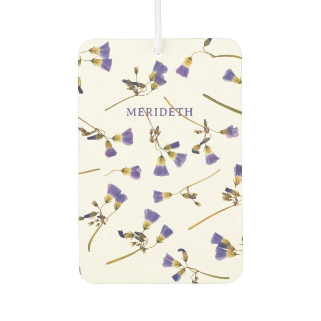 Personalisierte Lavendel-Blume auf Weiß Autolufterfrischer (Vorderseite)