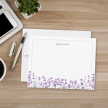 Personalisierte Lavendel-Blumen-Notizkarte