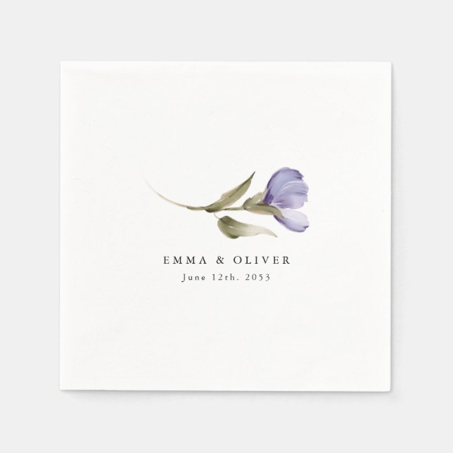 Personalisierte Lavendel-Blumenhochzeit Serviette (Vorderseite)