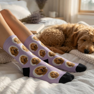 Personalisierte Lavendel-Haustier-Gesichtssocken Socken