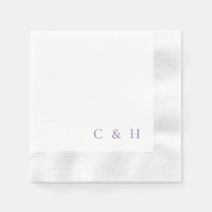 Personalisierte Lavendel-Hochzeitsanfangsbuchstabe Serviette