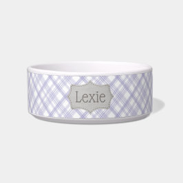 Personalisierte Lavendel und weiße Karierte Pet Bo Napf