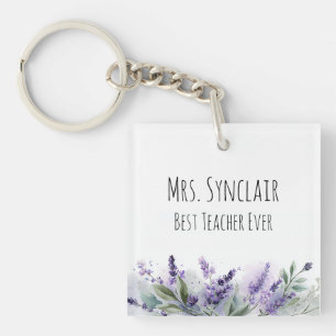 Personalisierte Lavendelblumen-Lehrerdankbarkeit Schlüsselanhänger