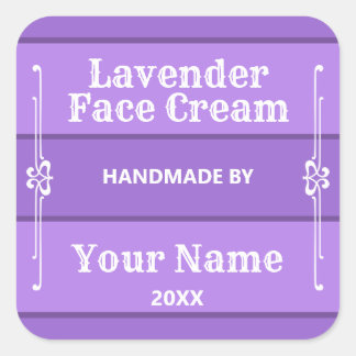Personalisierte Lavendelcreme Quadratischer Aufkleber