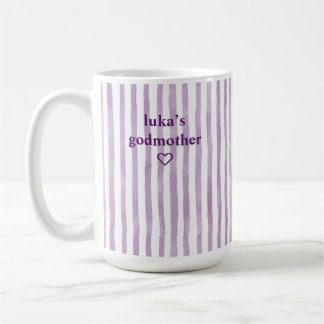 Personalisierte Lavendelgestreifte Taufpatin Kaffeetasse