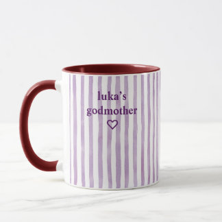Personalisierte Lavendelgestreifte Taufpatin Tasse