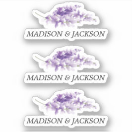Personalisierte Lavender Watercolor-Hochzeit Aufkleber