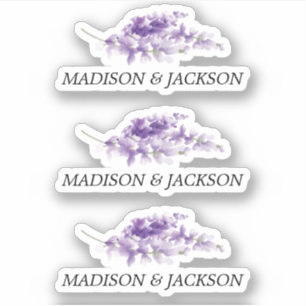 Personalisierte Lavender Watercolor-Hochzeit Aufkleber