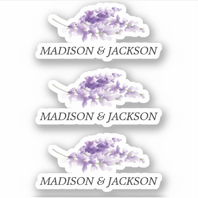 Personalisierte Lavender Watercolor-Hochzeit Aufkleber (Vorderseite)