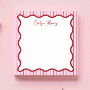Personalisierte lebendige Whimsica Rosa Rot Wellig Notizblock