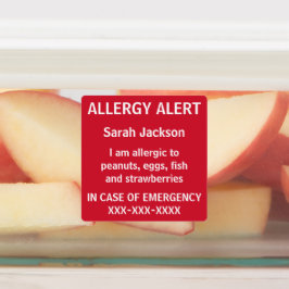 Personalisierte Lebensmittelallergie Warnhinweise Etiketten