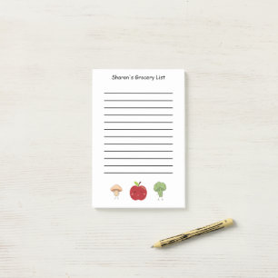 Personalisierte Lebensmittelliste mit Gemüse und A Post-it Klebezettel